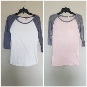 3/4 sleeve baseball tees